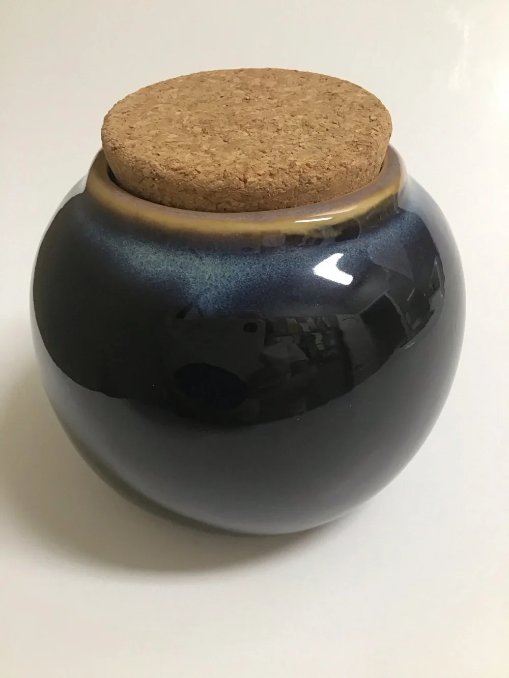 Tumbleweed Pottery Harley Fund Cobalt Blue Glaze Stoneware Jar Cork Top NC USA